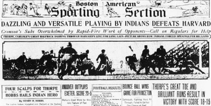 1911 Boston American sports page, Carlisle vs. Harvard