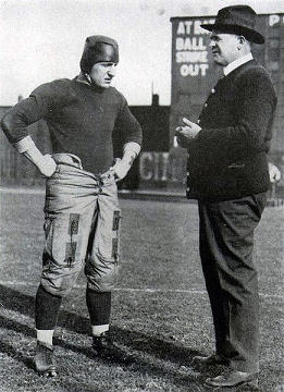 Pittsburgh center Bob Peck and head coach Pop Warner