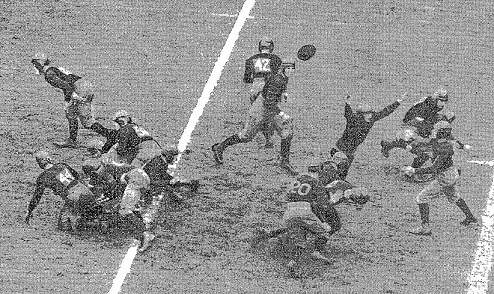 1927 Yale-Princeton football game, Yale quarterback Johnny Hoben throwing a pass