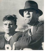 Texas Christian football coach Dutch Meyer with quarterback Davey O'Brien