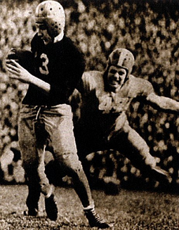 Boston College halfback Charlie O'Rourke carrying against Tennessee in the 1941 Sugar Bowl