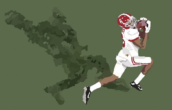 Alabama receiver DeVonta Smith catching the winning touchdown in the national championship game against Georgia
