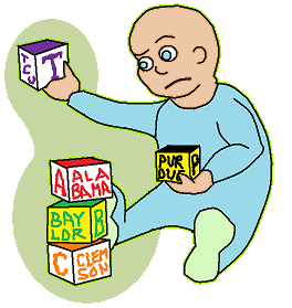 Baby placing blocks