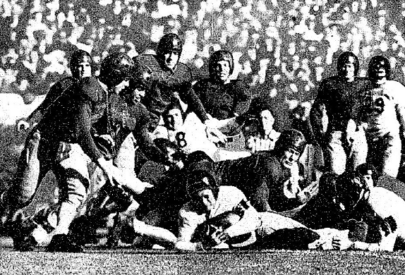 Stanford quarterback Bill Paulman scoring the touchdown to beat Southern Methodist 7-0 in the 1936 Rose Bowl