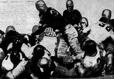 Texas Christian scoring the opening touchdown in the 1939 Sugar Bowl