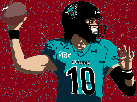 MS Paint of a Coastal Carolina football player in 2021