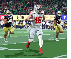 Ohio State quarterback Will Howard on the run in the national championship game for the 2024 season